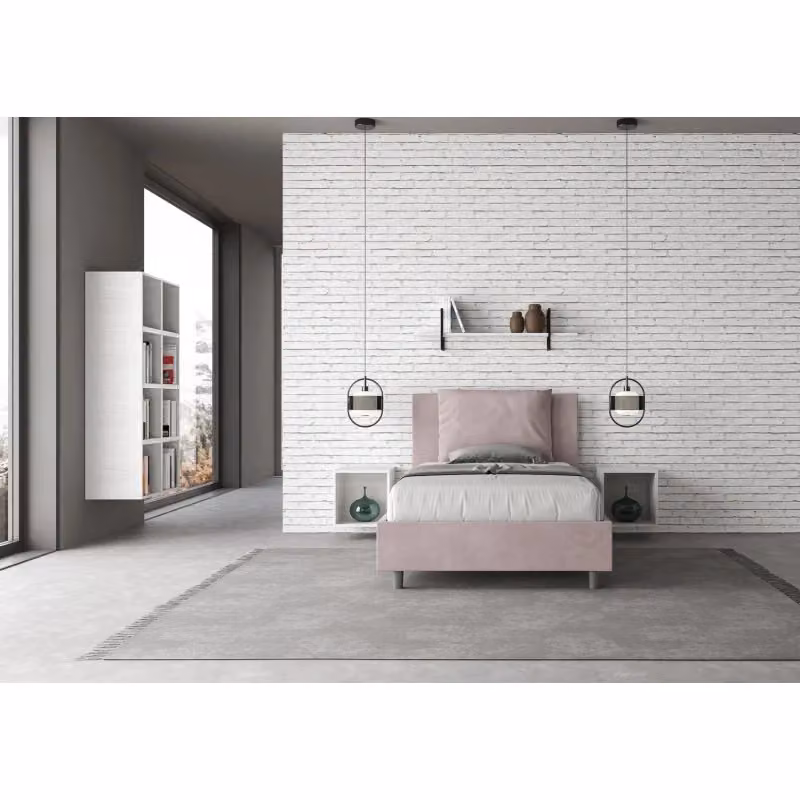 Letto imbottito con contenitore Antea Ityhome in microfibra colore Glicine L: 110 cm x P: 190 cm x H: 202 cm – 2