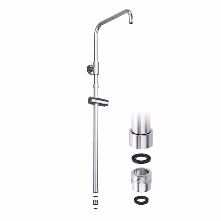 JOHO Asta doccia regolabile in altezza con supporto per doccetta Supporto doccia e adattatore filettato, colonna doccia in acciaio inox Braccio doccia Doccia a pioggia Tubo doccia cromato
