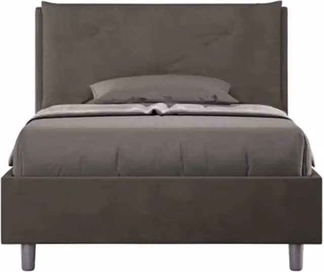 Letto una piazza e mezza con rete imbottito 120x200 microfibra grigio Appia Large