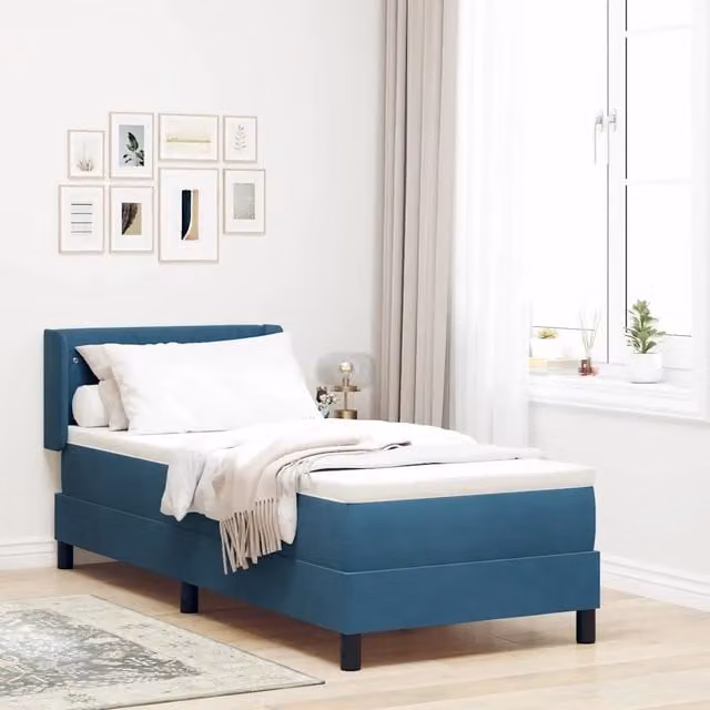Letto ibrido con testiera in velluto blu vidaXL L: 200 cm, P: 80 cm, H: 80 cm – 1