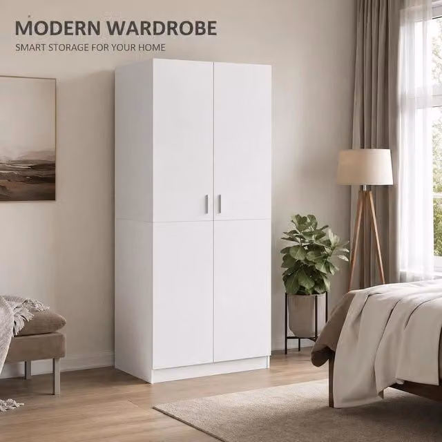 Wardrobe White 80x52x180 Cm Wood-based Material