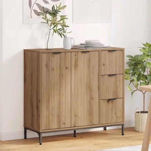 Credenza Buffet Moderna vidaXL in Legno Rovere Marrone per Cucina e Soggiorno L: 89.5 cm, P: 33 cm, H: 82 cm