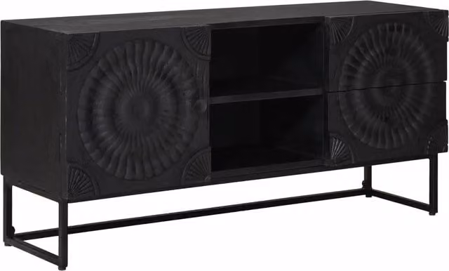 Mobile TV con cassetto con lo scaffale-Credenza per TV Nero 105 x 30 x 54 cm