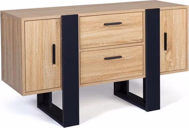 Credenza IDMarket PHOENIX in legno e nero stile industrial per la tua sala da pranzo – 1