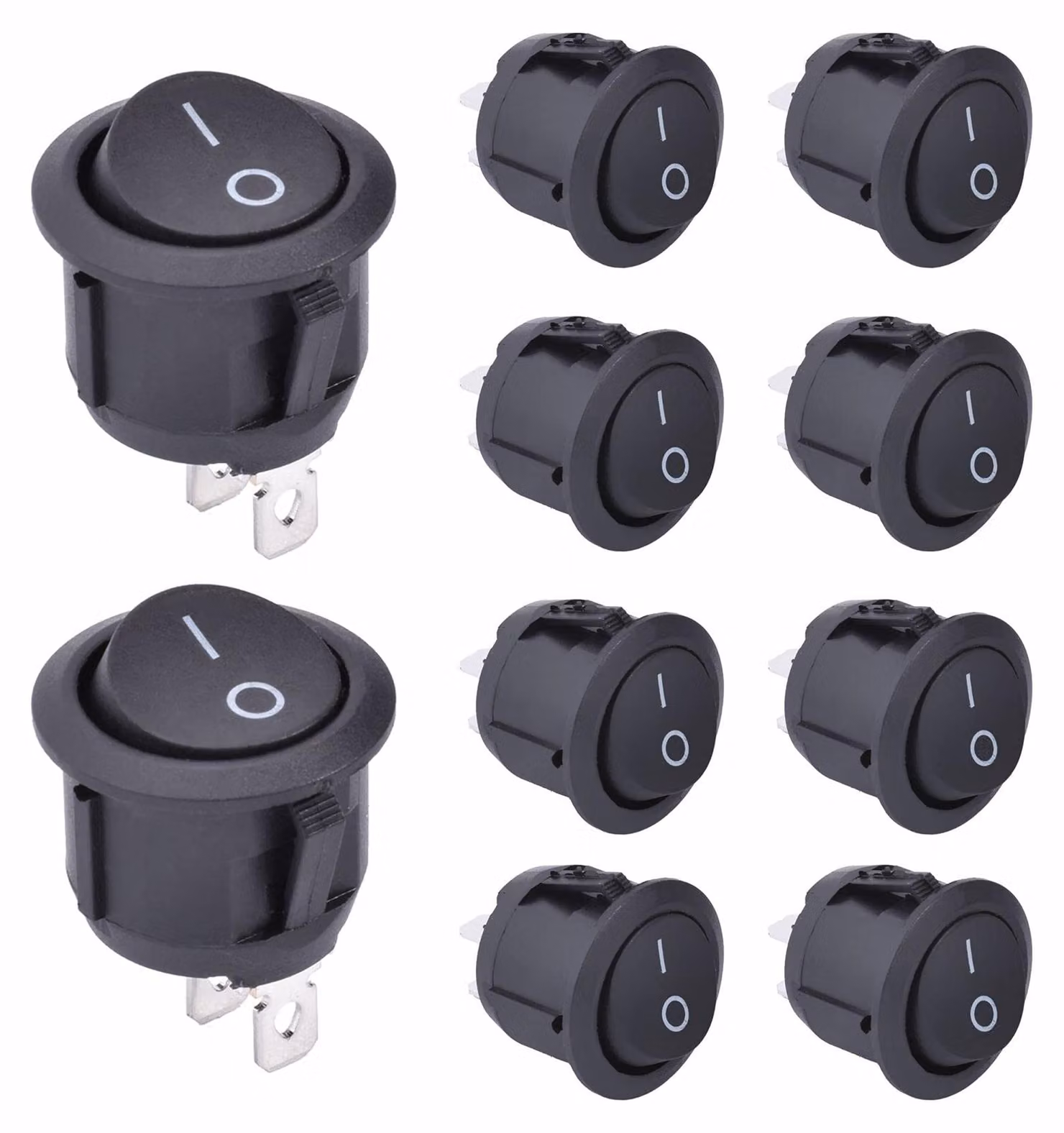 Interruttore a levetta KCD1-5-101, 2 poli, SPDT (apri-chiudi), 250V 6A, nero