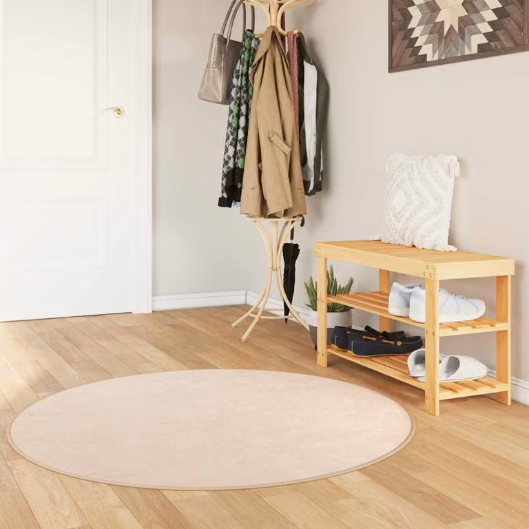 Tappeto Runner vidaXL MARSA Beige, Quadrato, Lavabile e Antiscivolo, Poliestere e PVC, L 120 x L 120 cm