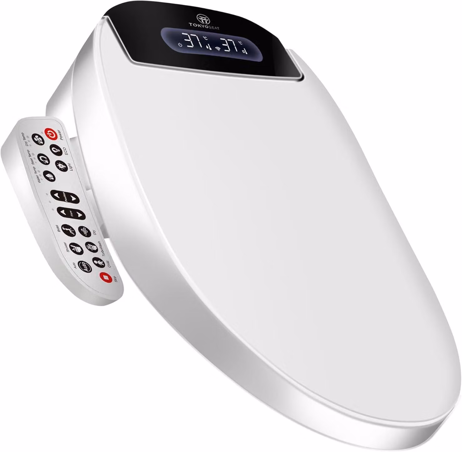 Copertura per WC elettrica con funzione bidet, acqua calda, riscaldamento del sedile, forma ovale