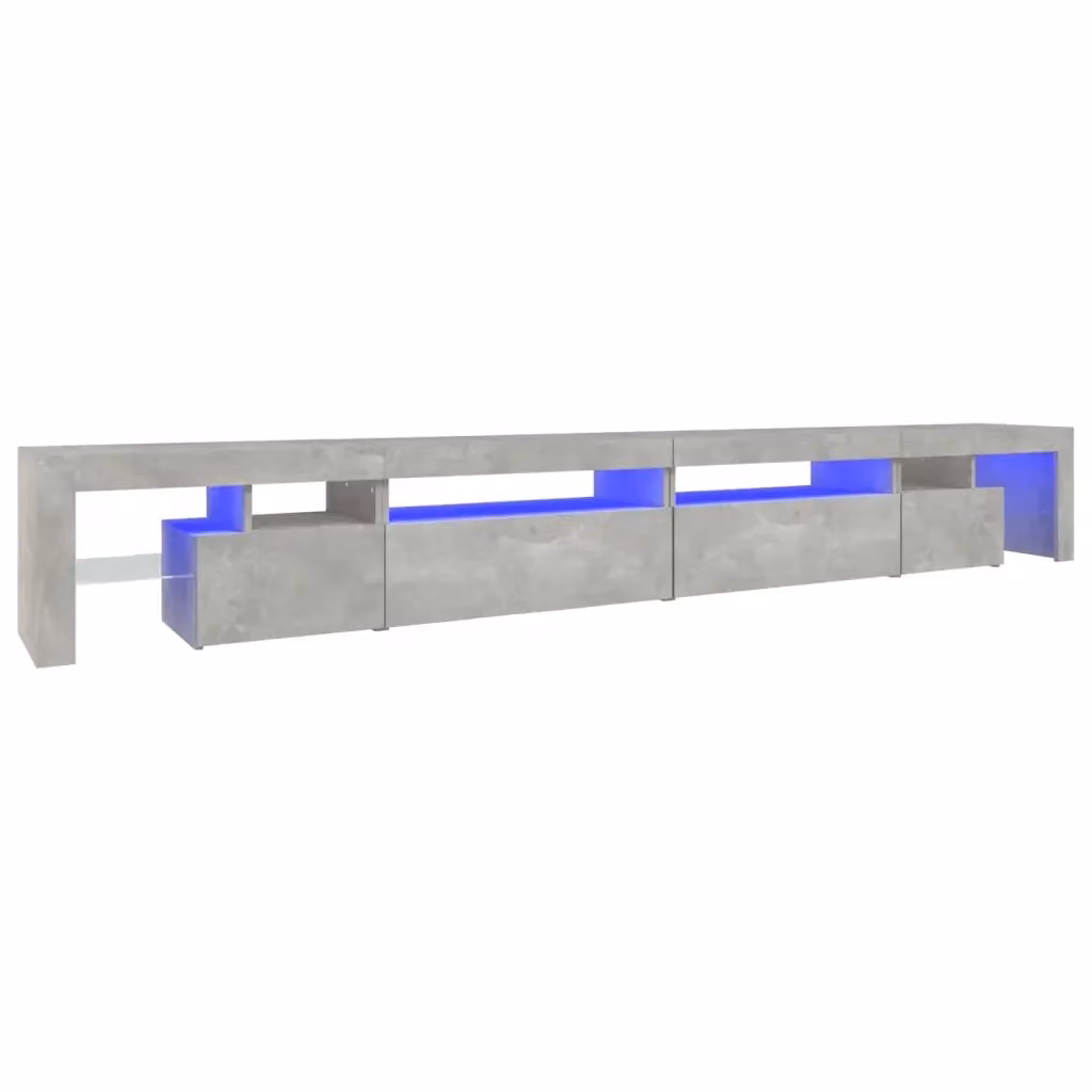 Mobile Porta TV Moderno vidaXL con Luci LED Integrate Grigio Cemento, L: 290 cm, P: 40 cm, H: 36,5 cm – 2