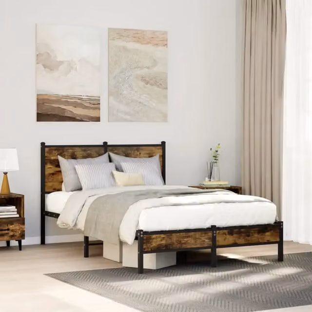 Giroletto senza Materasso in Metallo-Struttura Letto Rovere Fumo 120x200 cm 315322