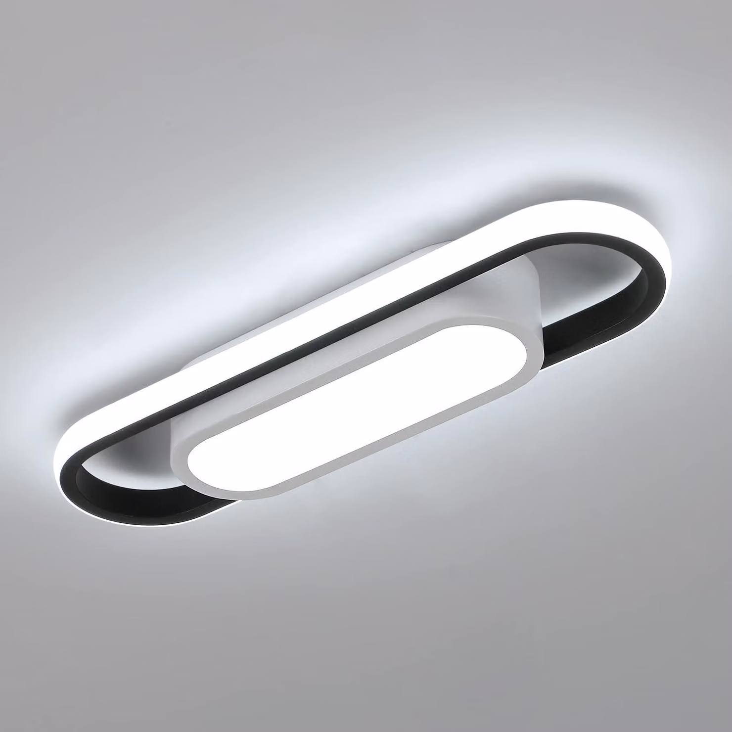 Pannello luminoso a LED, 24W, 3000 lumen, 6500K, 40x12 cm, in acrilico, colore nero/bianco
