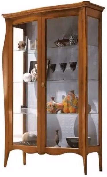 Vetrina in legno stile arte povera con ante in vetro e ripiani interni di Mobili 2G, colore noce, L: 130 cm, P: 50 cm, H: 200 cm – 2
