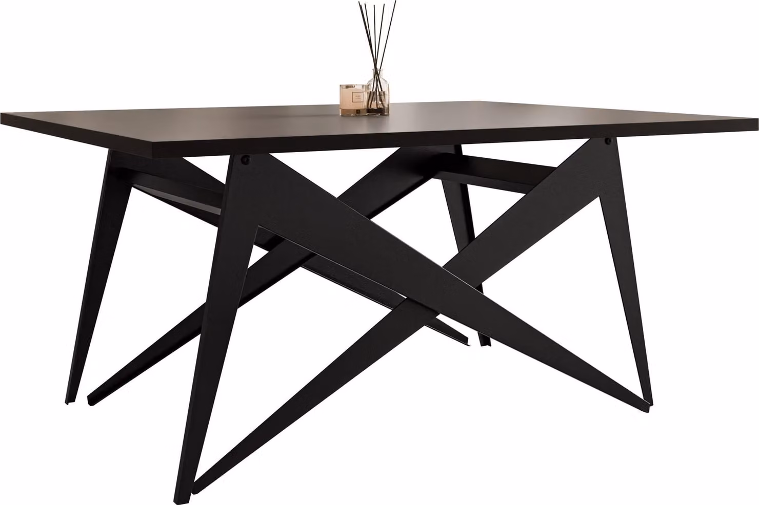 MIRJAN24 Tavolino e tavolo da pranzo Xena, 2 in 1, struttura in acciaio (colore: nero / nero)