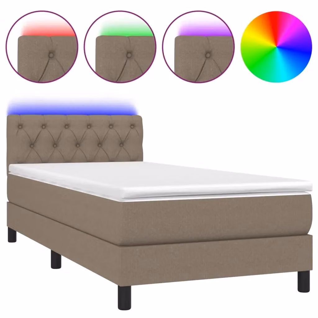 Letto a Molle con Materasso e Illuminazione LED vidaXL, Colore Beige, L/P/H: 80 x 200 cm – 2