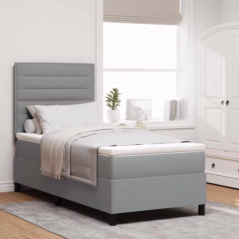 Maison Exclusive - Letto boxspring con materasso Grigio chiaro 100 x 200 cm Tessuto