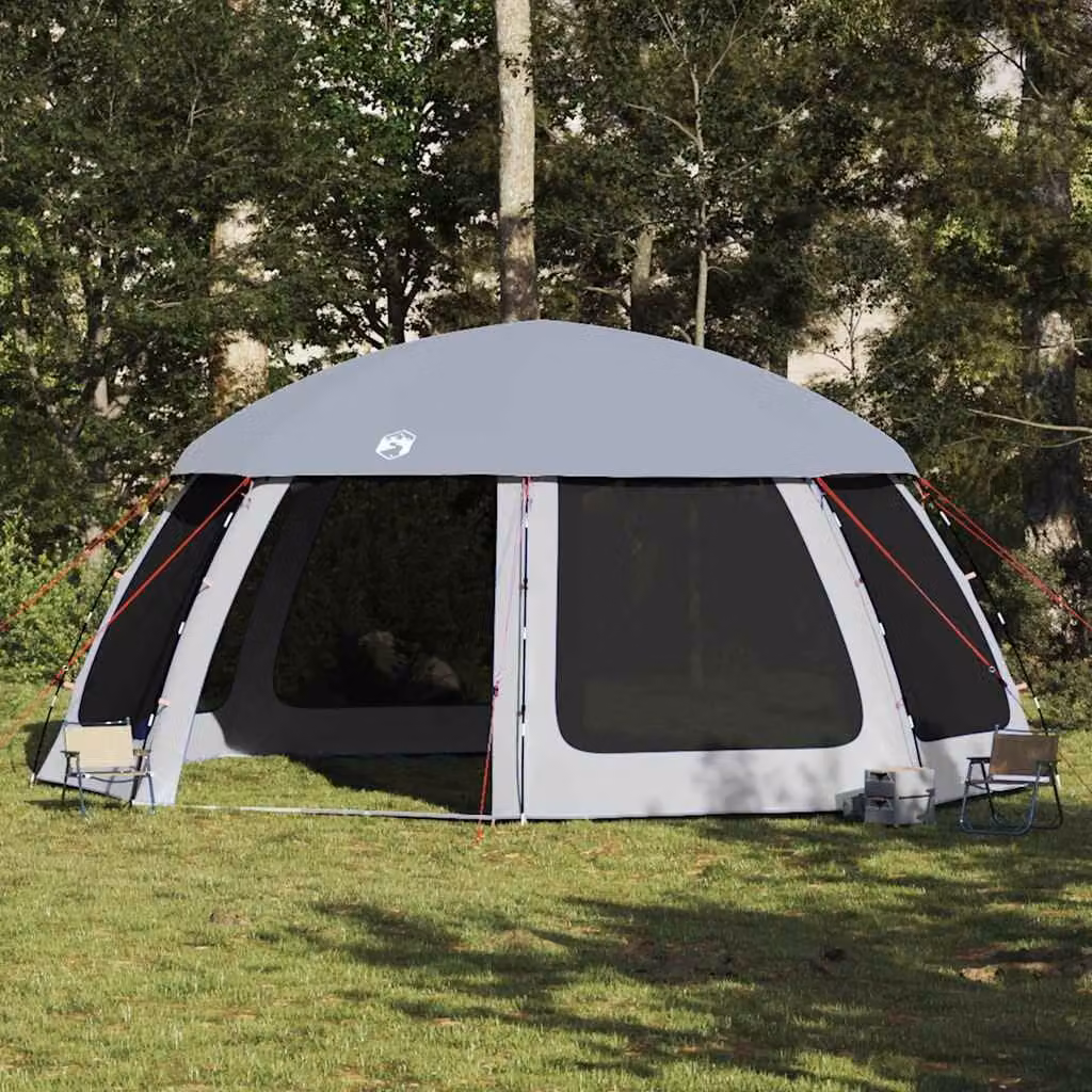 Tenda da piscina a cupola vidaXL grigia con pareti in rete e copertura rimovibile L: 612 cm, P: 612 cm, H: 285 cm