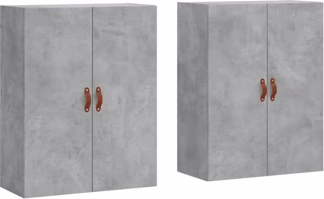 Set di 2 Armadietti a Muro DESIGN IN in Legno Grigio Opaco L: 69,5 cm, P: 34 cm, H: 90 cm