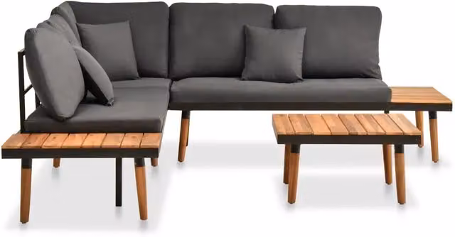 Set Divani da Giardino 4 pz con Cuscini in Massello di Acacia 46466