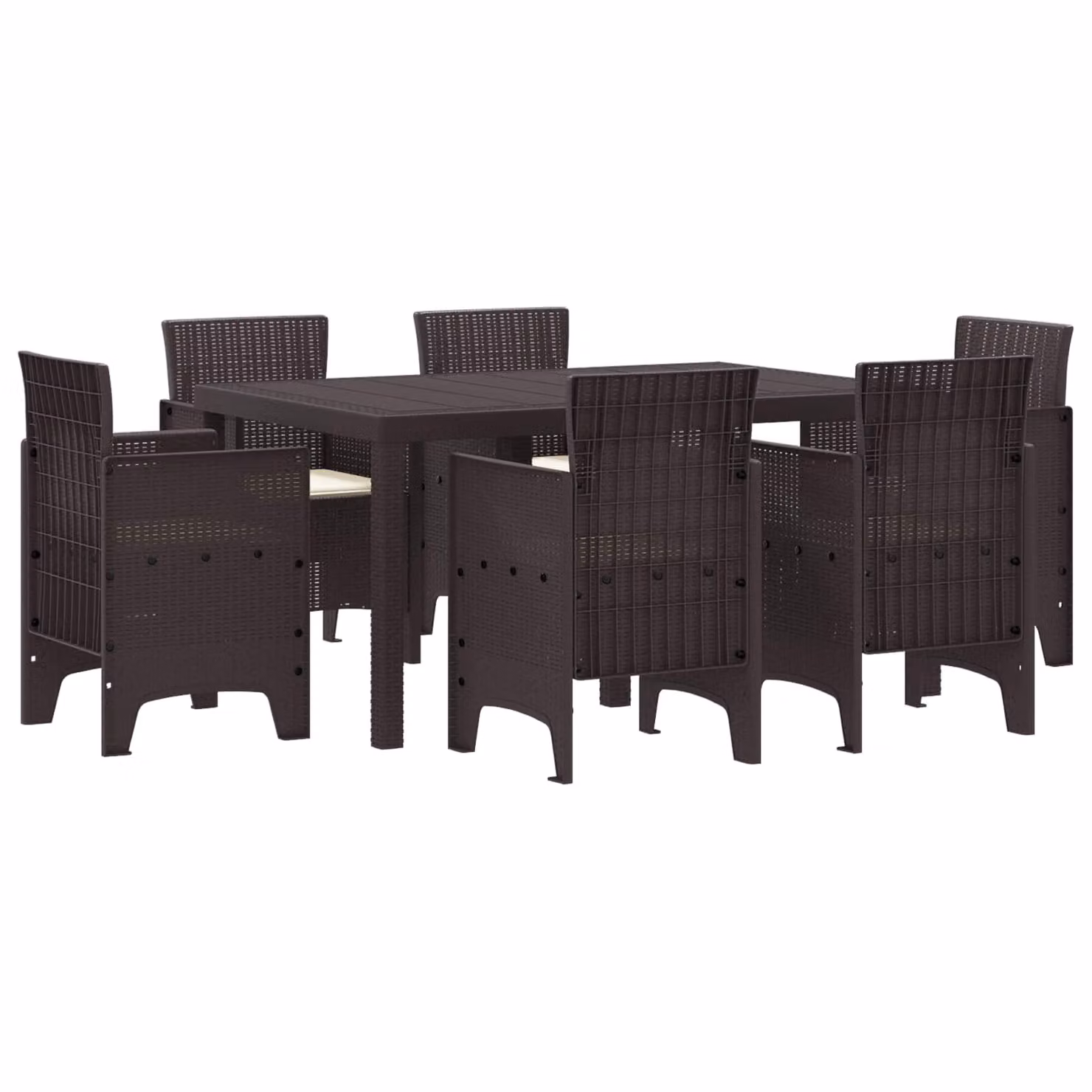 vidaXL Set da Pranzo per Giardino 7 pz Marrone Rattan Polt