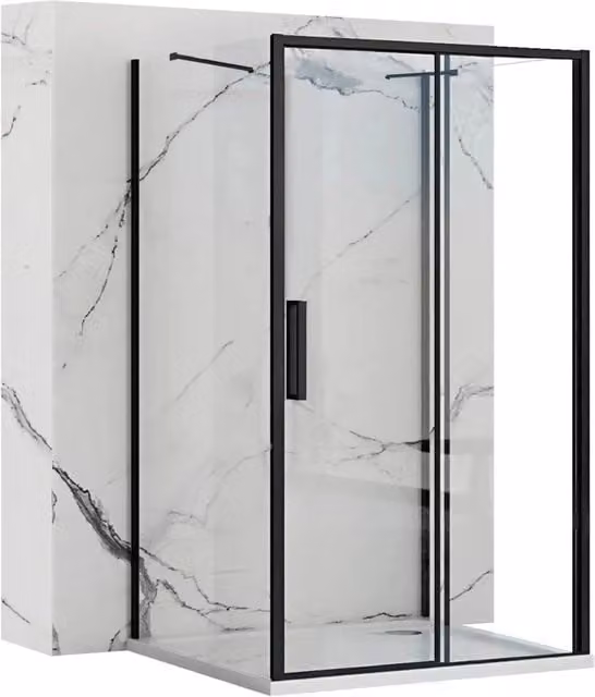 Cabina Doccia Angolare Rapid Slide con Rivestimento Easy Clean, Colore Nero, L 110 cm x P 80 cm