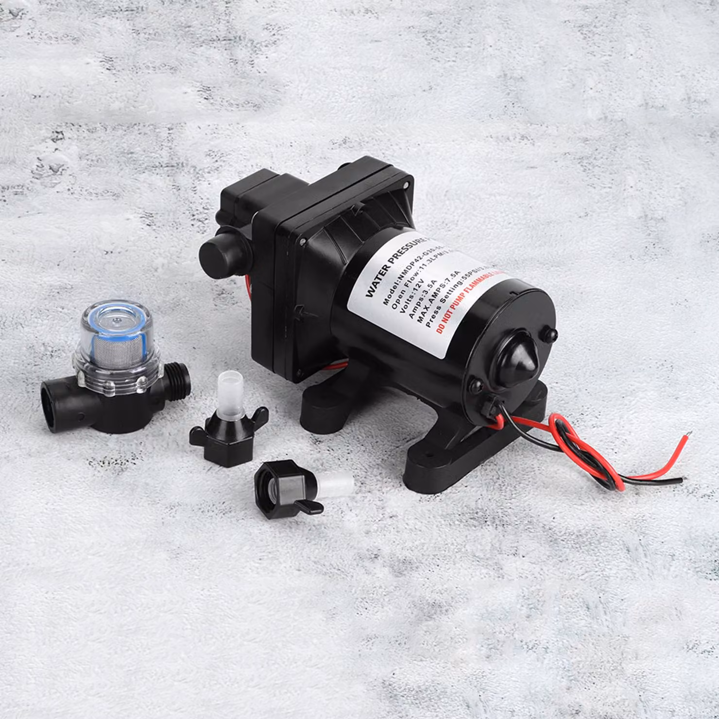 Pompa a membrana serie 42, 12 V CC, 3,0 GPM, 55 PSI, autoadescante, con bypass interno per auto, camper, nautica, barche