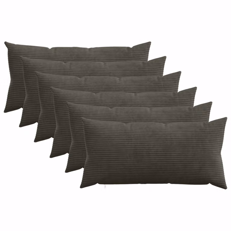 Set di 6 federe vidaXL HEERLEN in velluto a coste, colore antracite, 40 x 80 cm