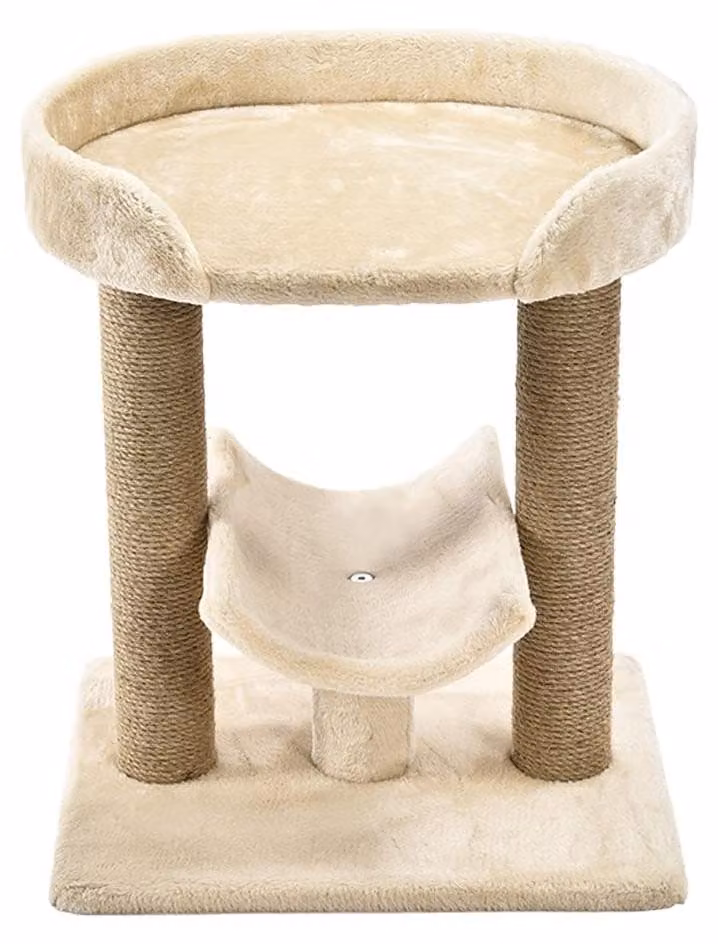 Albero per gatti Amazon Basics con piattaforma, 1 unità, 45,7 x 35,6 x 55,9 cm, beige