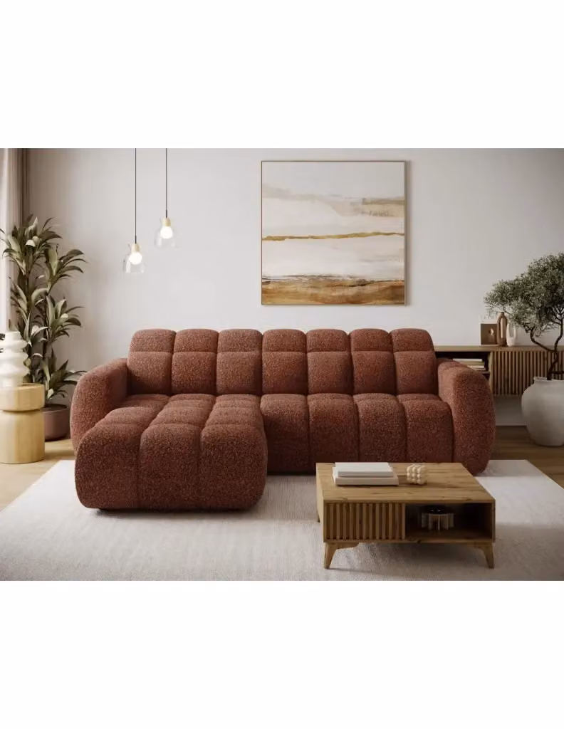 Divano angolare elettrico FANOTI MEUBLORAMA a 3 posti in tessuto rosso con angolo sinistro, funzione notte e poggiatesta regolabile, L: 288 cm x P: 105 cm x H: 47 cm – 2