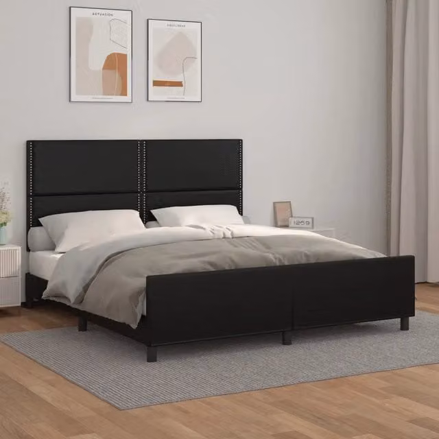 Letto con testiera vidaXL in similpelle nero L: 180 cm, P: 200 cm, H: 128 cm