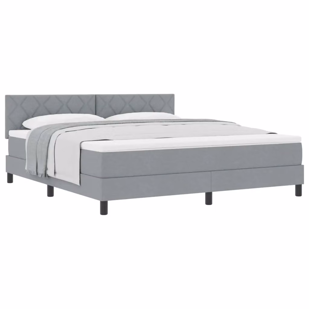 Letto matrimoniale ibrido con testiera vidaXL in tessuto grigio, L: 180 cm, P: 200 cm, H: 183 cm – 2