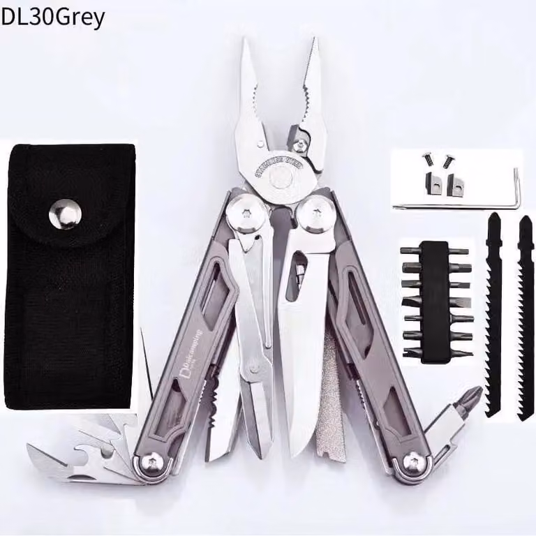 Set di pinze multifunzione - DL30, utensile multifunzione - acciaio inossidabile - chiavi a bussola - set di utensili per la casa - custodia portaoggetti - grigio