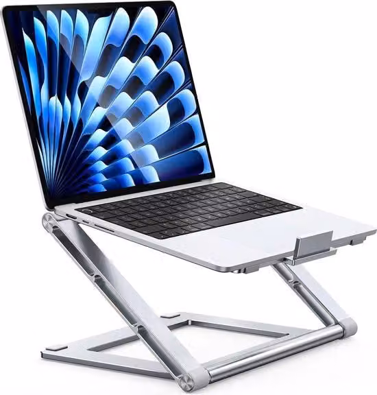 Stand per laptop pieghevole - Scrivania ergonomica adattabile - Raffreddamento ventilato in alluminio - Compatibile con MacBook Air Pro HP - 10-16 pollici