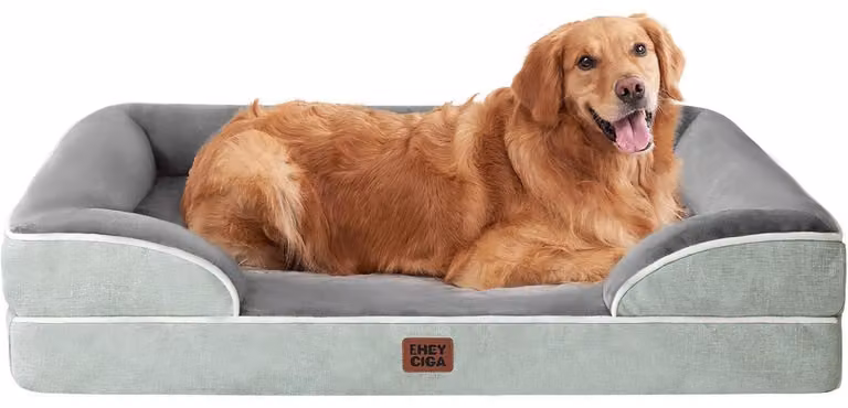 Cuccia ortopedica per cani, con memory foam, dimensioni 104x69 cm, colore verde grigio