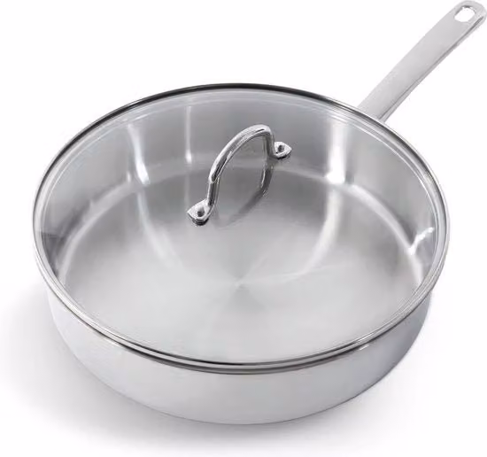 Pentola da Soffiato in Acciaio Inox da 28 cm con Coperchio - Resistente al Lavastoviglie, Adatto per Induzione e Forno fino a 230°C