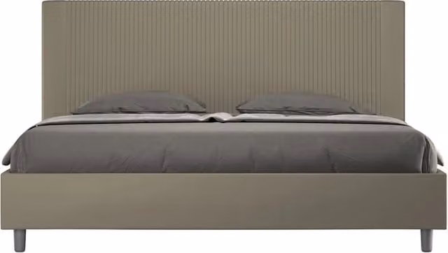 BS COM Letto matrimoniale king size senza rete imbottito 180x210 similpelle cappuccino