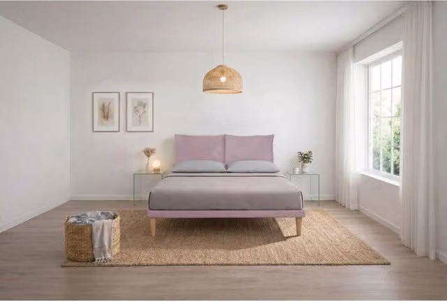 Letto imbottito Matrimoniale 180x190 cm Soft - Con rete,Glicine,Microfibra