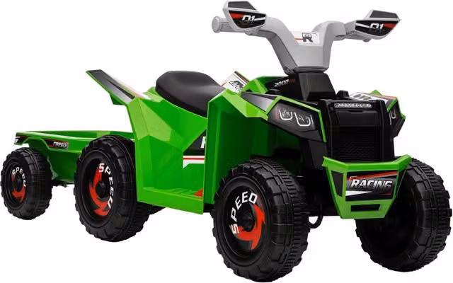 Quad Elettrico per Bambini con Rimorchio ¨C Xylo ¨C Verde 106x41,5x48,5 cm