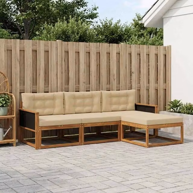 Set di divani da esterno 4 pz Naturale e Beige 3382456