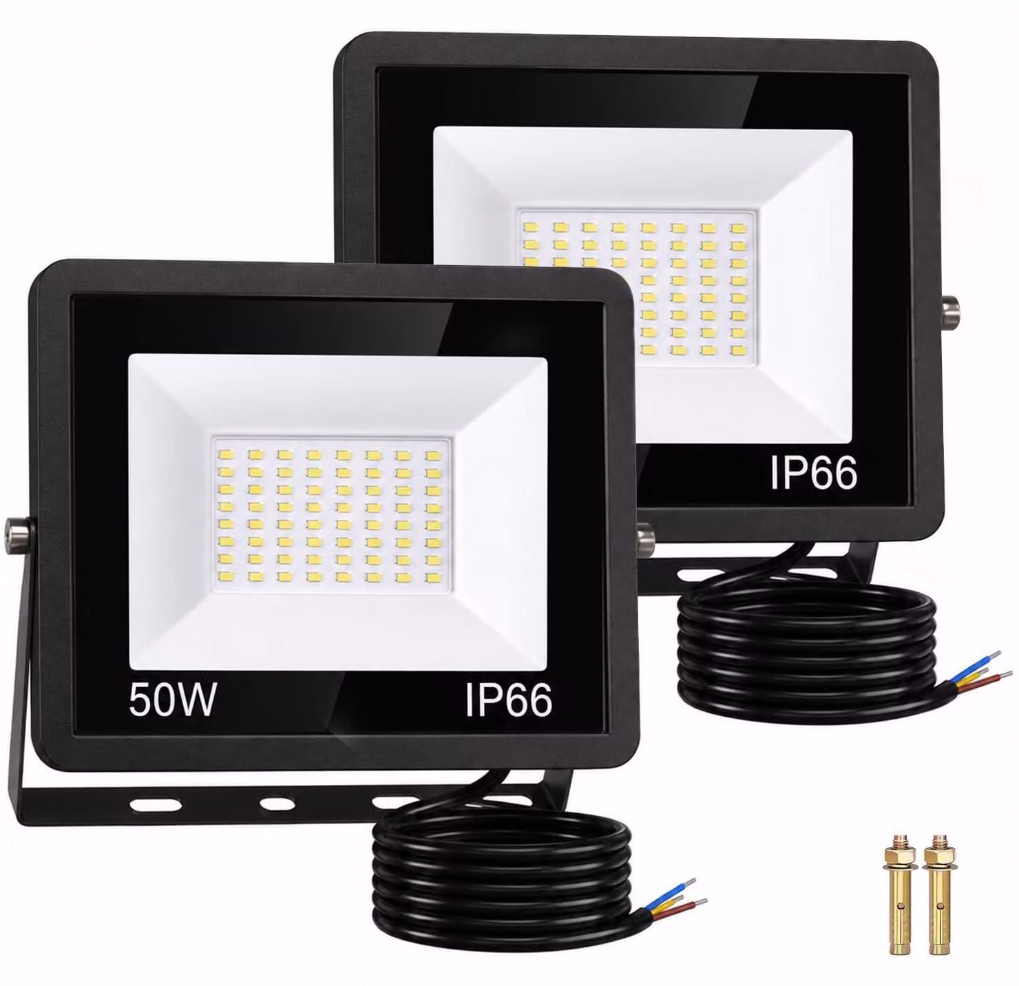 Faretto LED da esterno, 50 W, 5000 lumen, grado di protezione IP66, luce bianca fredda, con cavo incluso