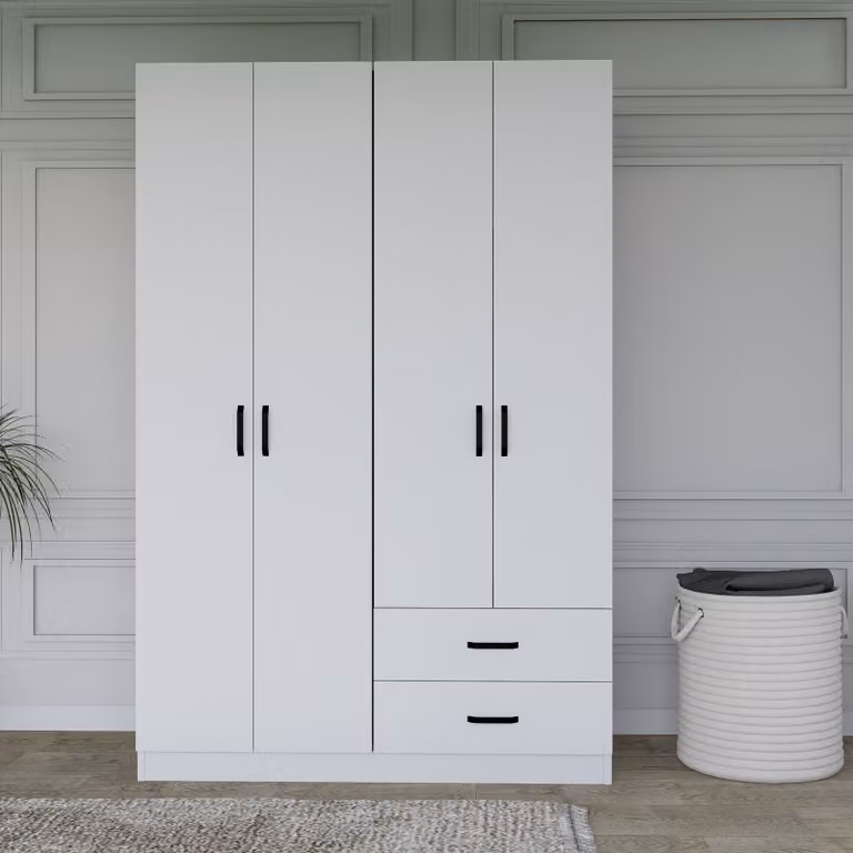 Skye Decor, Yaman 1600-033 - Bianco, armadio, bianco opaco, 100% pannelli truciolari rivestiti in melamina, 120 x 45 x 180 cm