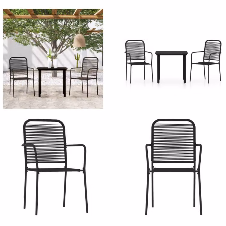 vidaXL Set da pranzo da giardino 3 pezzi nero - Set da pranzo da giardino - Set da pranzo da esterno - Set da pranzo da patio