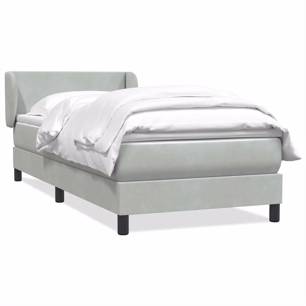 vidaXL Giroletto a Molle Ibrido con Materasso in Velluto Grigio e Bianco, Struttura in Legno di Larice e Metallo, L/P/H: 80 x 223 x 88 cm