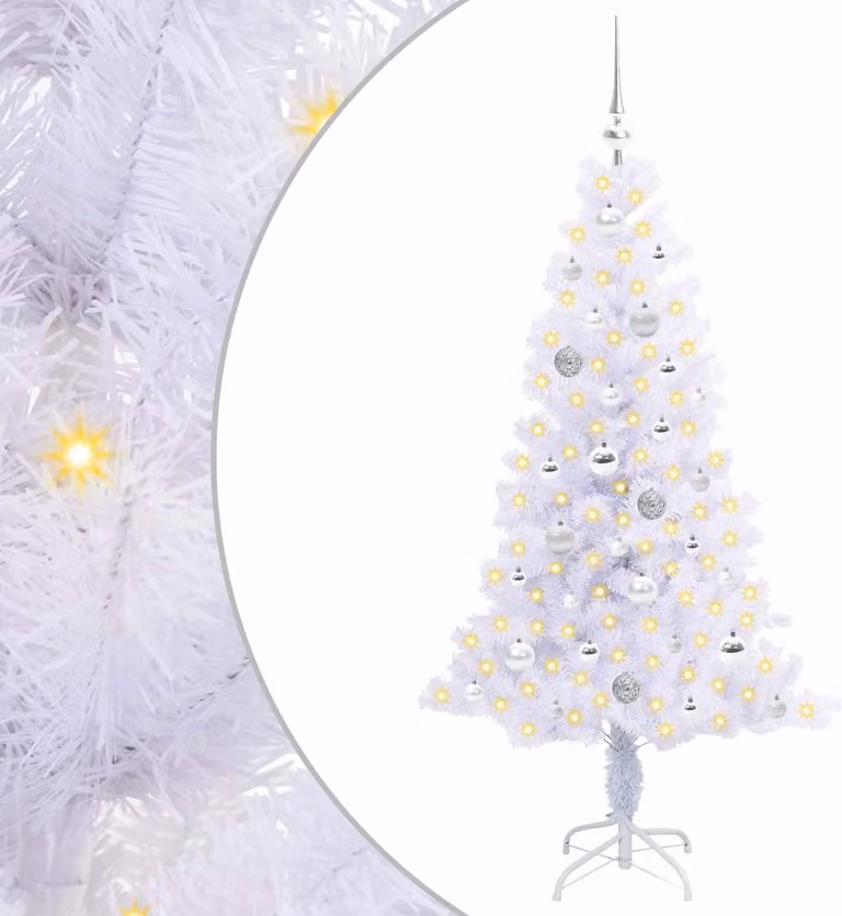 Albero di Natale artificiale Bianco 150 cm PVC e Acciaio