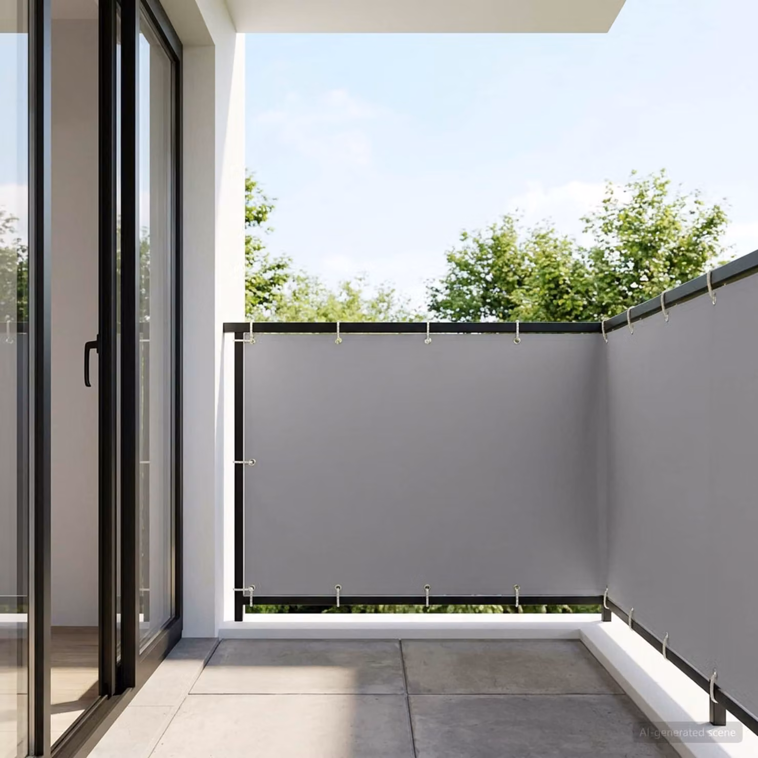 Schermo di privacy per balcone vidaXL in poliestere grigio, L: 700 cm, H: 150 cm