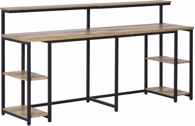Scrivania da Computer Industrial GIORDANOSHOP in Metallo e MDF Nero e Marrone L: 200 cm, P: 53 cm, H: 100 cm – 1