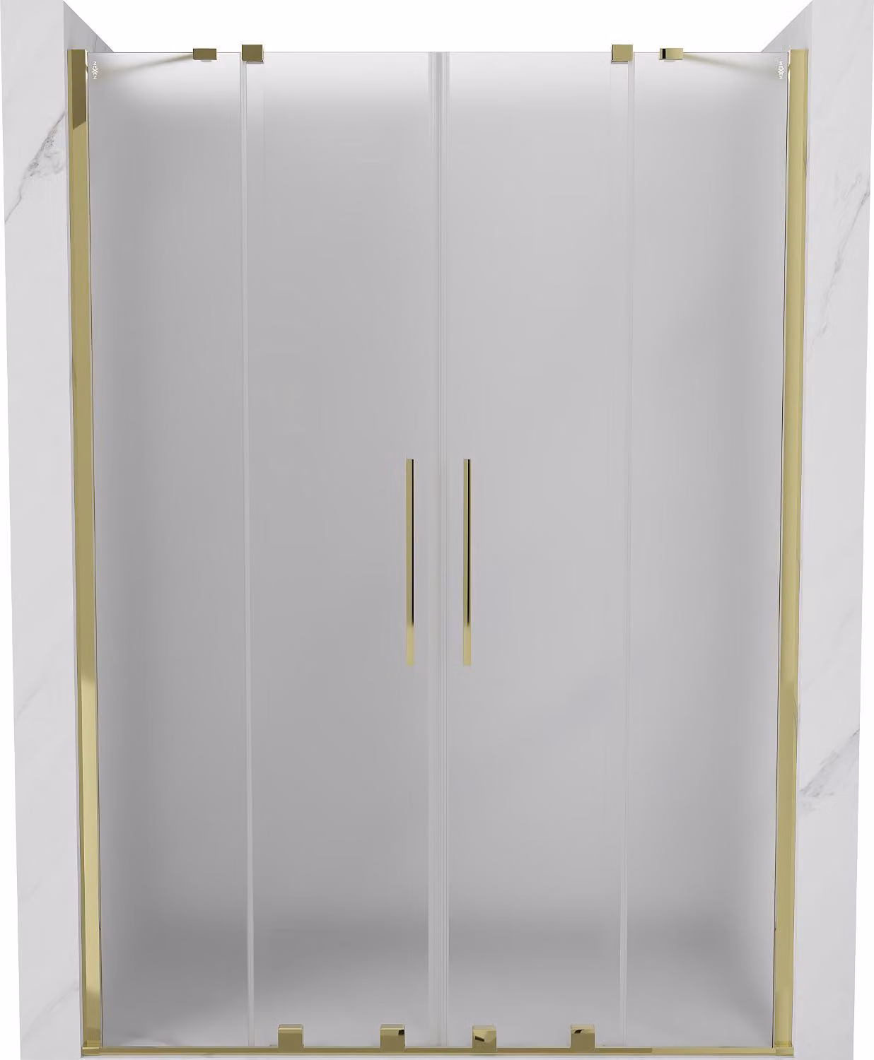 Mexen Velar Duo porte doccia scorrevoli 160 cm, ghiaccio, oro - 871-160-000-32-50