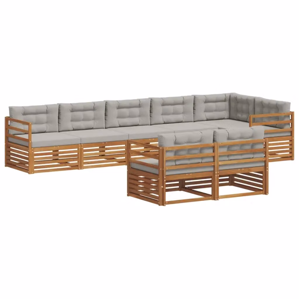 Set di divani da esterno a L vidaXL in legno di acacia con cuscini Grigio – 2