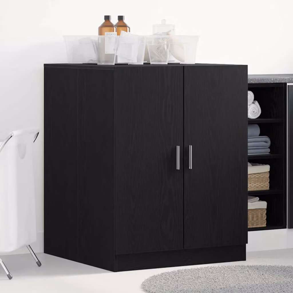 Armadio per lavatrice vidaXL in MDF moderno, Rovere e Nero, L: 70,5 cm, P: 71,5 cm, H: 91,5 cm
