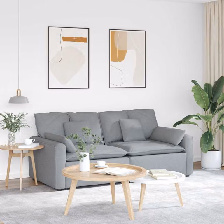 vidaXL Divano Modulare con Cuscini Grigio con Struttura in Metallo e Tessuto