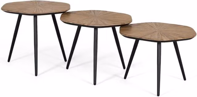 Set di tre tavolini laterali in legno di teak
