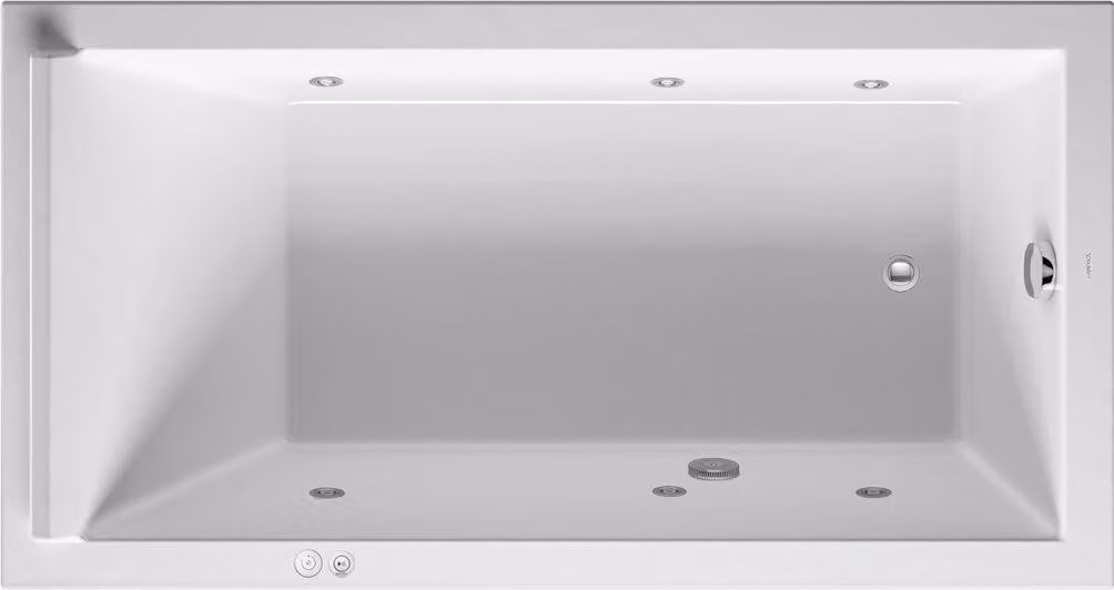 Duravit Starck Bains à remous, à encastrer, simple dos, bâti-support, garniture de vidage et de trop-plein chrome, système à jet, 1700x900mm, 760337000JS1000, 760337000JS1000